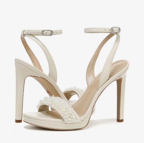 Sam Edelman Women's Modern Ivory Leather Jade Perla Heels Multi Sizes - Picture 1 of 16